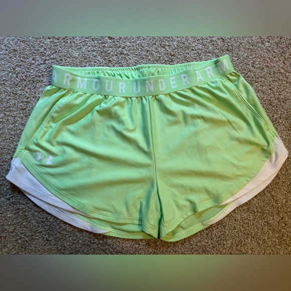 Under Armour Women's Tech Play Up Shorts - Lime Green - Picture 1 of 4